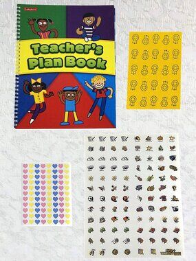 Lakeshore Teacher’s Spiral Bound Lesson Plan Book Undated +Stickers & Clings NWT